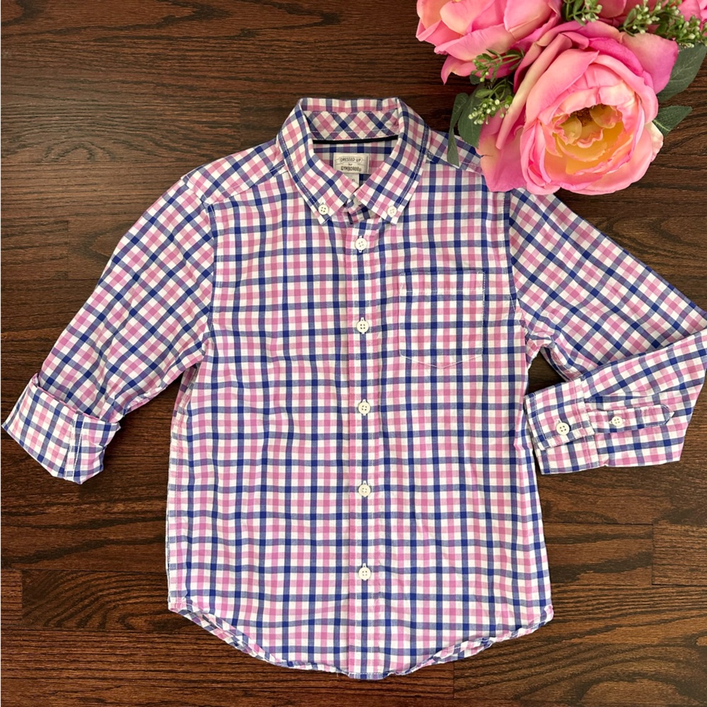Gymboree plaid button down shirt, size 5-6